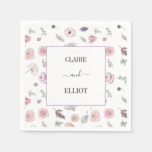 Elegantes Flat Moderne botanische Grüne Hochzeit Serviette (Vorderseite)