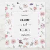 Elegantes Flat Moderne botanische Grüne Hochzeit Weinetikett (Einzelnes Label)
