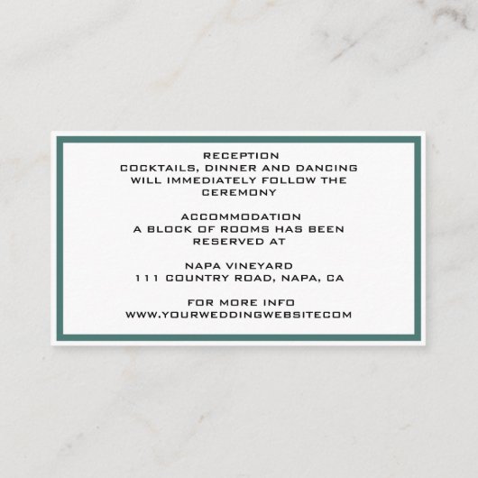 Elegantes Flat Modernes botanisches Grün Begleitkarte (Rückseite)