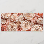 Elegantes Flat Wedding Menu mit Blume 3D Menükarte (Rückseite)