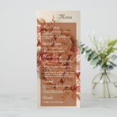 Elegantes Flat Wedding Menu mit Blume 3D Menükarte (Stehend Vorderseite)