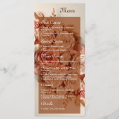 Elegantes Flat Wedding Menu mit Blume 3D Menükarte (Vorderseite)