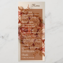 Elegantes Flat Wedding Menu mit Blume 3D Menükarte