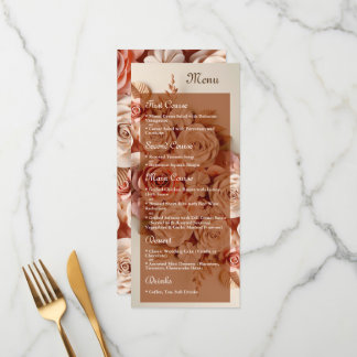 Elegantes Flat Wedding Menu mit Blume 3D Menükarte