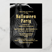 Elegantes Flecht Gold Halloween Foil Party Folieneinladung (Vorderseite)