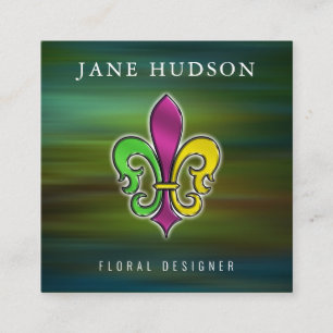Elegantes Fleur-de-Lis-Design quadratische Visiten Visitenkarte