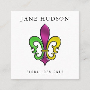 Elegantes Fleur-de-Lis-Design Quadratische Visitenkarte
