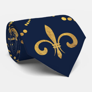 Elegantes Fleur-de-lis-Muster - Gold und tiefblau Krawatte