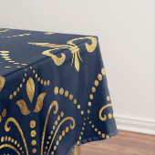Elegantes Fleur-de-lis-Muster - Gold und tiefblau Tischdecke (Beispiel)