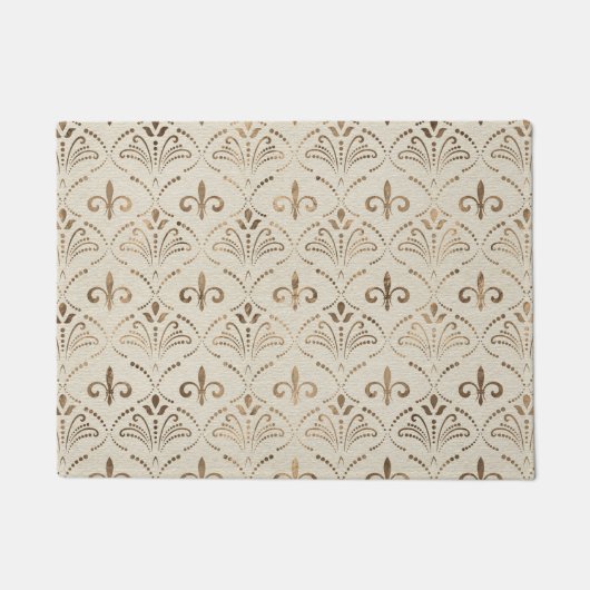 Elegantes Fleur-de-lis-Muster - Pastellgold Fußmatte (Vorderseite)