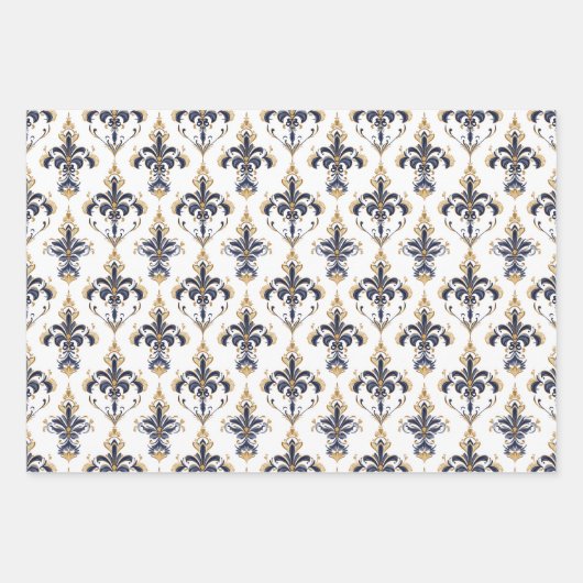 Elegantes Fleur-de-Lis Wrapping Paper-Set Geschenkpapier Set (Vorderseite 3)