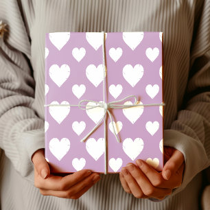 Elegantes Flieder-Chic, rissige weiße Valentinsher Geschenkpapier