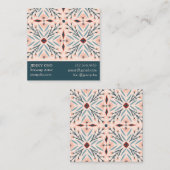 Elegantes Fliesen Geometric Pink Blau Quadratische Visitenkarte (Vorne/Hinten)