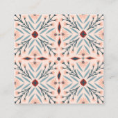 Elegantes Fliesen Geometric Pink Blau Quadratische Visitenkarte (Rückseite)