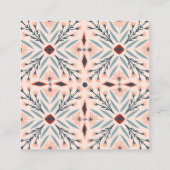 Elegantes Fliesen Geometric Pink Blau Quadratische Visitenkarte (Rückseite)