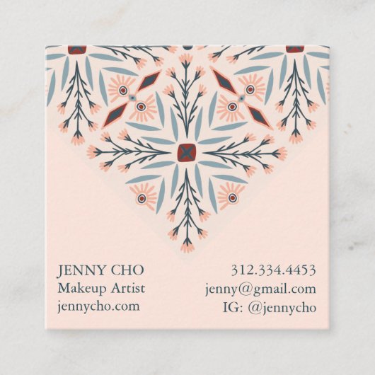 Elegantes Fliesen geometrisches Rosa Quadratische Visitenkarte (Vorderseite)