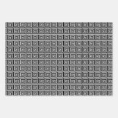 elegantes Fliesenmuster aus Schwarz-weißem Deko Geschenkpapier Set (Vorderseite 3)