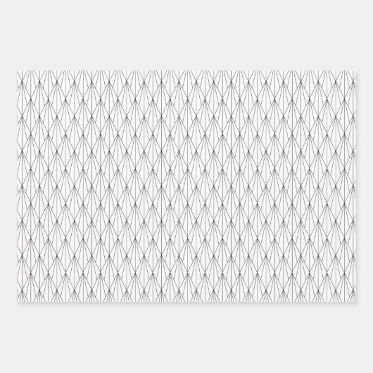 elegantes Fliesenmuster aus Schwarz-weißem Deko Geschenkpapier Set (Vorderseite)