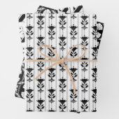 elegantes Fliesenmuster aus Schwarz-weißem Deko Geschenkpapier Set (Beispiel)
