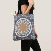 Elegantes Fliesenmuster Blau & Grau Modedesign Tasche (Von Nahem)