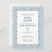 Elegantes Fliesenmuster Custom B'nai Bat Bar Mitzv Einladung (Vorderseite)