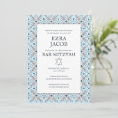 Elegantes Fliesenmuster Custom B'nai Bat Bar Mitzv Einladung (Stehend Vorderseite)
