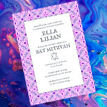 Elegantes Fliesenmuster Custom B'nai Bat Bar Mitzv Einladung<br><div class="desc">Perfekte Karte, um eine Bar mitzvah, Fledermausmitzvah oder andere jüdische Feier anzukündigen! Handgemachte Kunst für Sie! Vollständig anpassbar! Klicken Sie auf "Personalisieren" oben, um den Text zu bearbeiten. Klicken Sie auf "Bearbeiten mit dem Design-Tool", um die Schriftart, Farben und Platzierungen anzupassen und das Design auf der Rückseite zu löschen, wenn...</div>