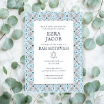 Elegantes Fliesenmuster Custom B'nai Bat Bar Mitzv Einladung<br><div class="desc">Perfekte Karte, um eine Bar mitzvah, Fledermausmitzvah oder andere jüdische Feier anzukündigen! Handgemachte Kunst für Sie! Vollständig anpassbar! Klicken Sie auf "Personalisieren" oben, um den Text zu bearbeiten. Klicken Sie auf "Bearbeiten mit dem Design-Tool", um die Schriftart, Farben und Platzierungen anzupassen und das Design auf der Rückseite zu löschen, wenn...</div>