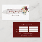 Elegantes Flora Burgundy Ernennung Terminkarte (Vorne/Hinten)