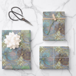 Elegantes Flora-Design Luxus-Matt-Geschenk Geschenkpapier Set