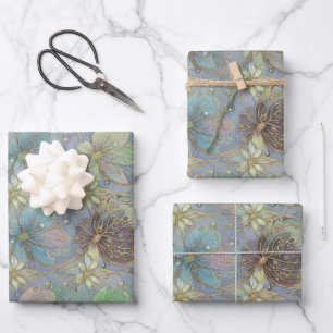 Elegantes Flora-Design Luxus-Matt-Geschenk  Geschenkpapier Set