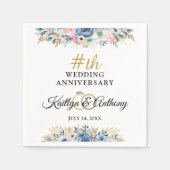 Elegantes Flora-Personalisierte Jubiläum Serviette (Vorderseite)