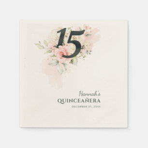 Elegantes Floral 15. Geburtstag Quinceanera Party Serviette