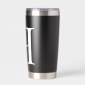 Elegantes Floral Anfangsname Monogramm Thermobecher (Rückseite)