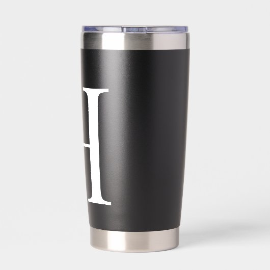 Elegantes Floral Anfangsname Monogramm Thermobecher (Rückseite)