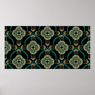Elegantes, floral arabesque Vintages nahtloses Mus Poster