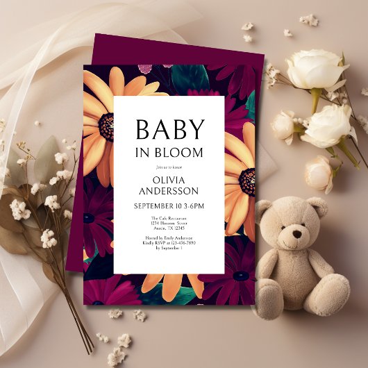 Elegantes Floral Baby in Bloom Baby Shower Einladung