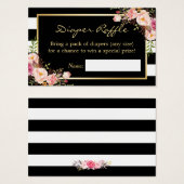 Elegantes Floral Baby Shower Diaper Raffle Ticket (Vorne & Hinten)