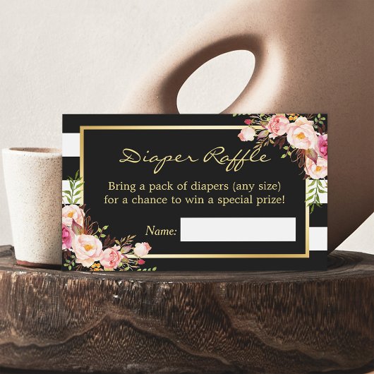 Elegantes Floral Baby Shower Diaper Raffle Ticket
