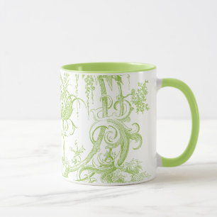 Elegantes Floral, Blattgrün und Aquamarin Tasse