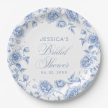 Elegantes Floral Blue Chinoiserie Brautparty
