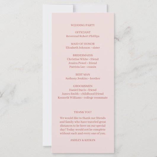 Elegantes Floral Boho Hochzeitsprogramm (Rückseite)