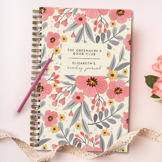 Elegantes Floral Book Club Lesen, Geschenk Journal Notizblock