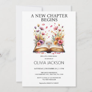Elegantes Floral Book & Ring Brautparty Einladung