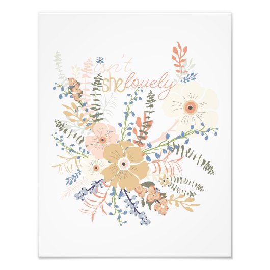 Elegantes Floral Bouquet Girly Sprichwort Fotodruck (Vorne)