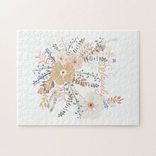 Elegantes Floral Bouquet Girly Sprichwort Puzzle (Horizontal)