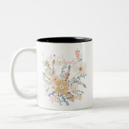Elegantes Floral Bouquet Girly Sprichwort Zweifarbige Tasse