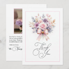 Elegantes Floral Bow 1. Geburtstag Girl Foto Dankeskarte