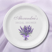 Elegantes Floral Bow Lavender Brautparty Pappteller