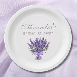 Elegantes Floral Bow Lavender Brautparty Pappteller